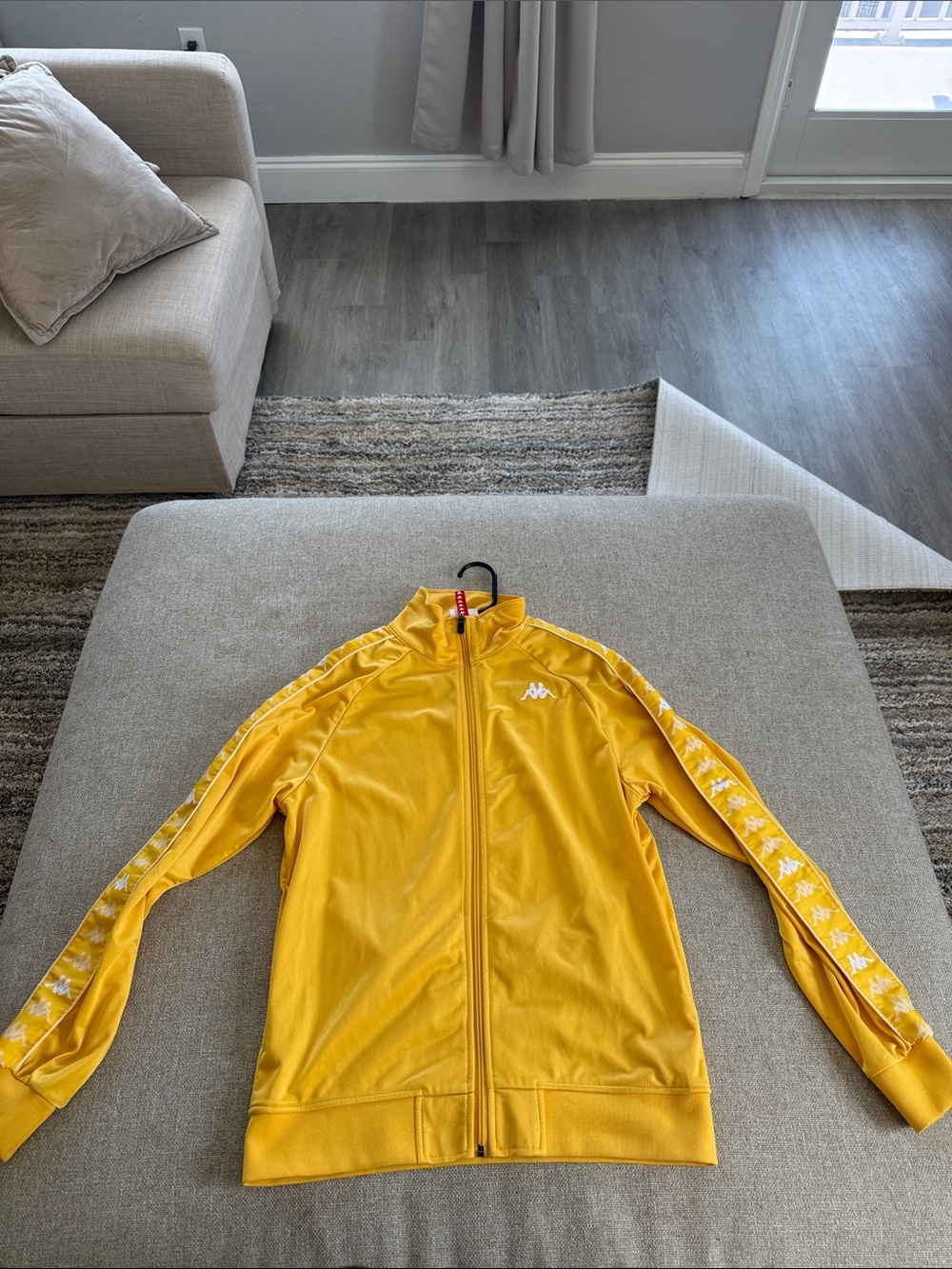 Kappa Women's Yellow Zip-Up Track Jacket with Logo Tape